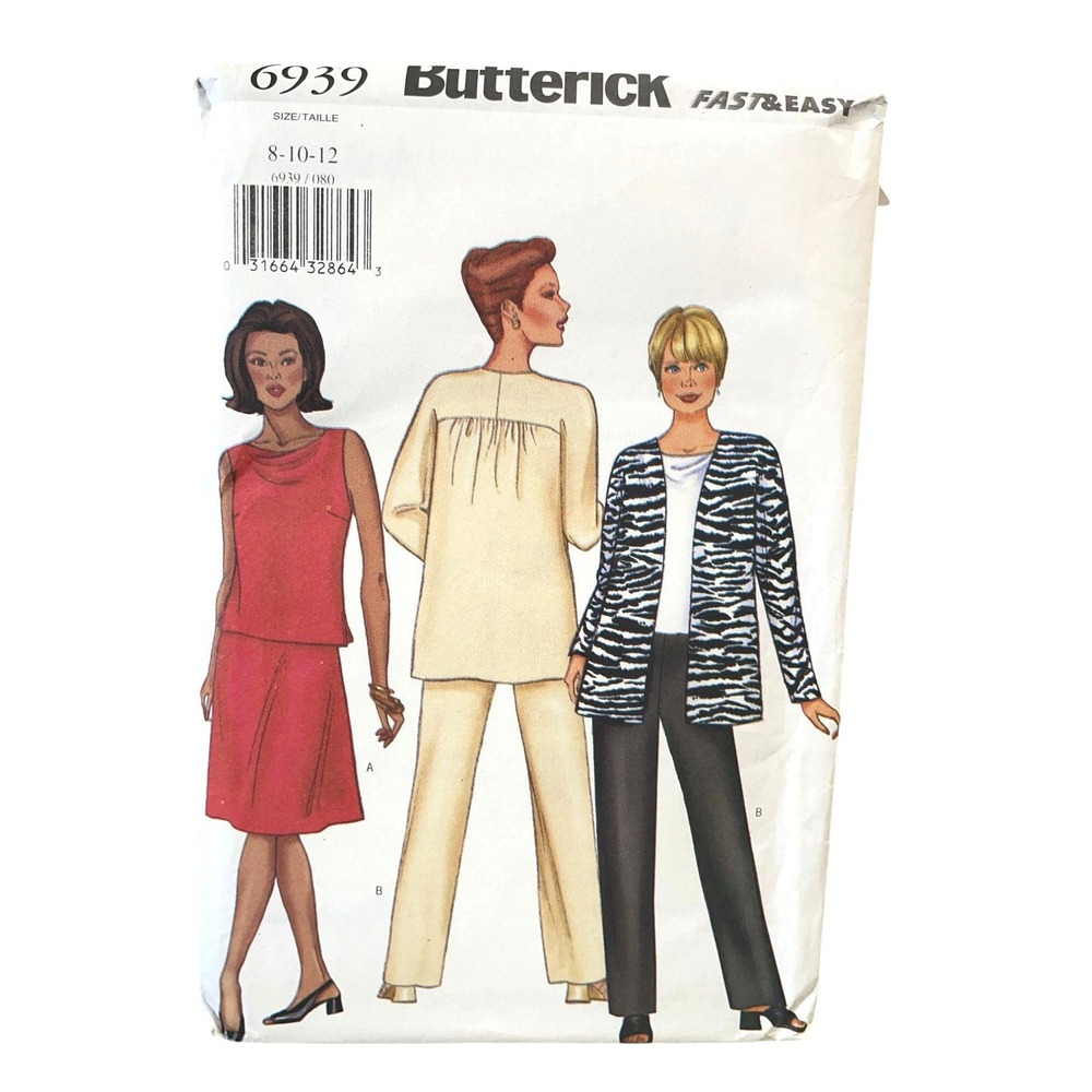 Butterick 6939 Pattern Miss Petite Jacket Top Skirt Pants Size 8-12 Fast & Easy